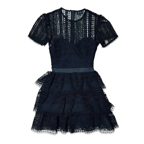 Bardot Ava Black Eyelet Lace Fit & Flare Mini Cocktail Dress - Picture 3 of 9